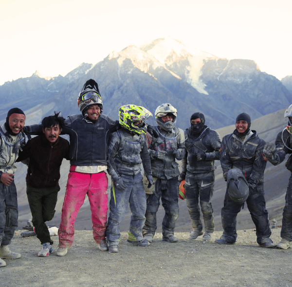 A biker riding through Khardungla Pass, one of the world’s highest motorable roads.